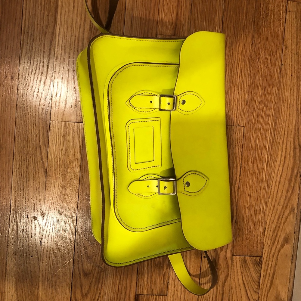 Neon green Leather Satchel